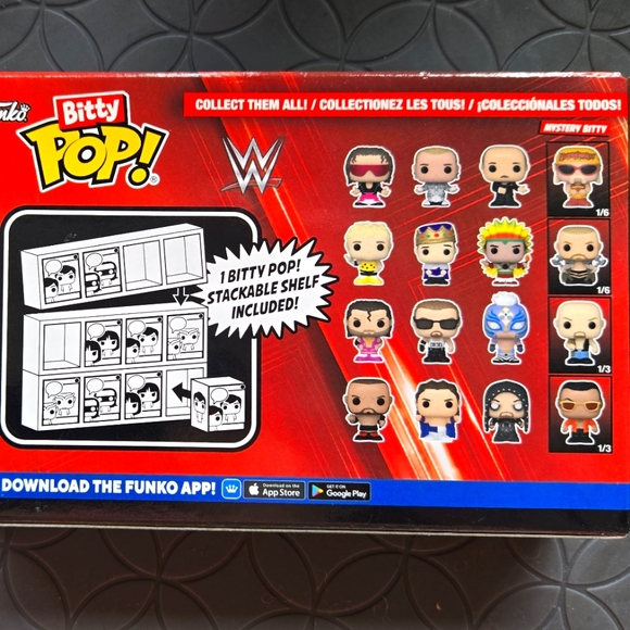 Bitty POP! WWE Set of Four Mini Figures - Bitty Shelf Included - Picture 2 of 2
